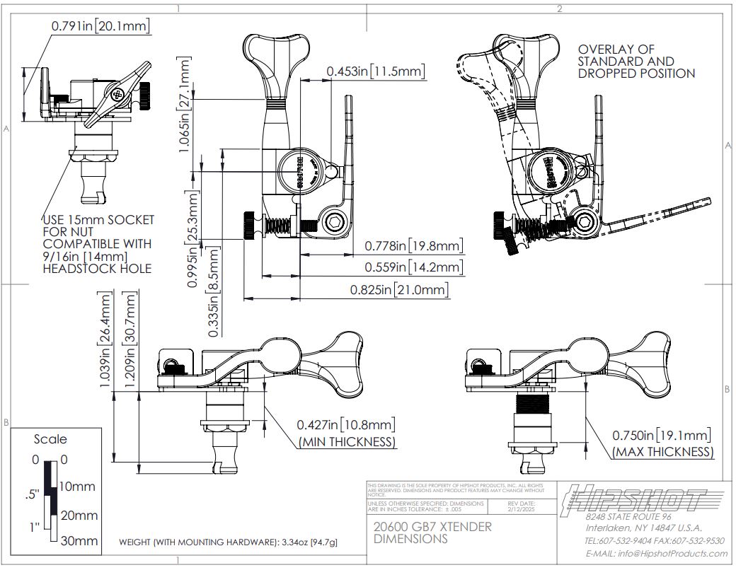 Hipshot A Style Fender Mount Bass Bridge