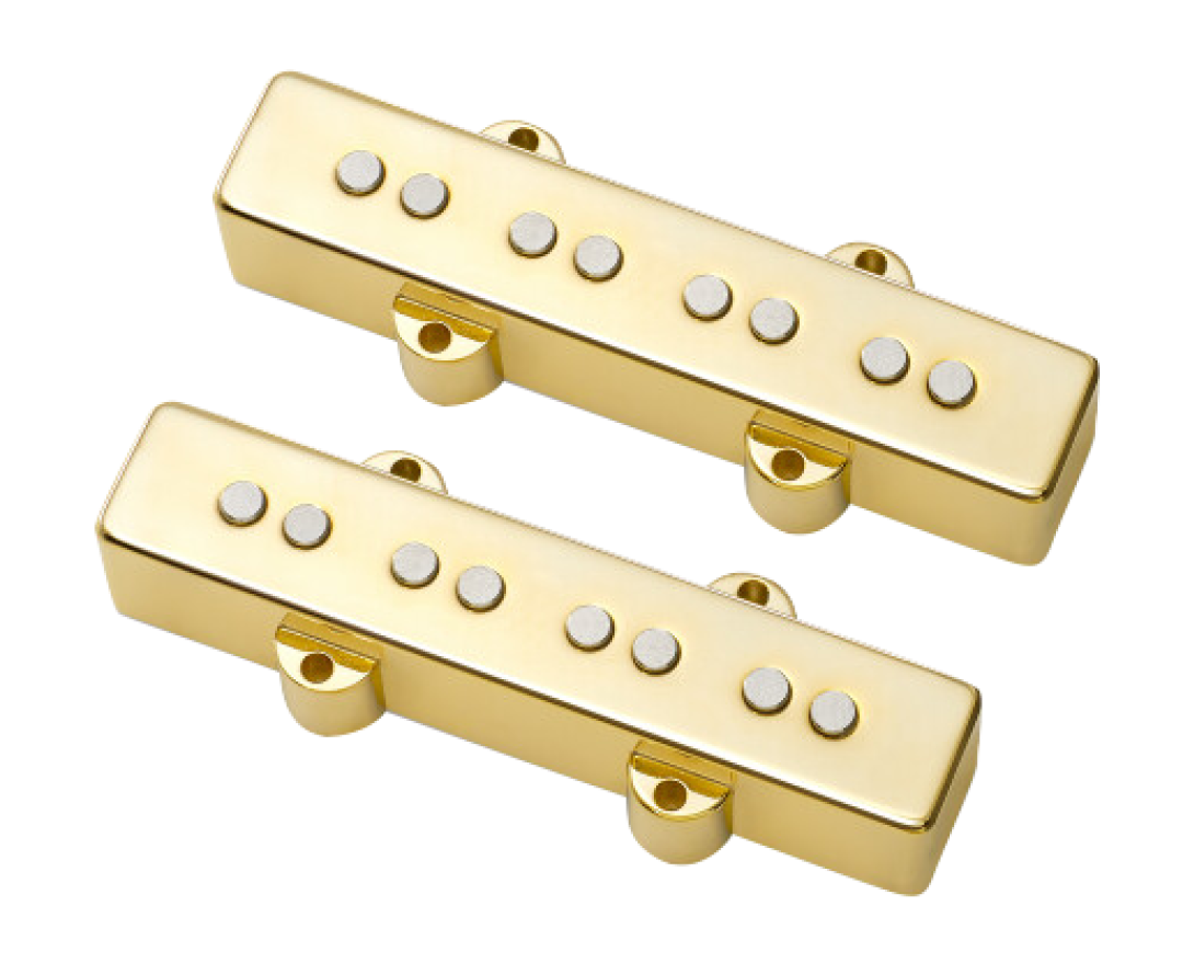 MEC 4-String J/J-Style Bass Pickup Set Metal Cover Gold